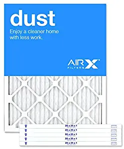 AIRx DUST 20x25x1 MERV 8 Pleated Air Filter - Made in the USA - Box of 6