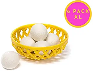 Wool Dryer Balls - Natural Fabric Softener, Reusable Handmade Nontoxic Hypoallergenic 100% Organic Made in USA - Natural Softener & Perfect for Sensitive Skin - 6-Pack