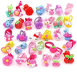 AUCH 24Pcs Cute Cartoon Baby Girls Kids Children Little Princess Ball Hair Tie Bands Ropes Ponytail Holder Elastics, Assorted Color, May Vary form Picture, No Repeated Styles