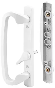 Prime-Line C 1280 Mortise-Style Sliding Door Handle Set – Replace Old or Damaged Door Handles Quickly and Easily –For Right- or Left-Handed Doors - White Diecast, 3-15/16” Mounting Holes