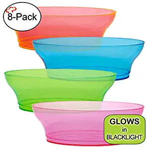 Tiger Chef Neon Assorted Party Plates, 8-Pack 10-ounce Hard Plastic Plates, Assorted Neon Colors Pink, Blue, Green and Orange