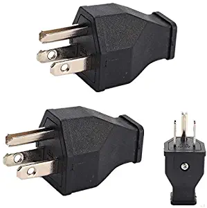 (2xPCS)15 Amp 125 Volt, Straight Blade Plug, Plug, Straight Blade, Grounding,3-Wire Male Extension Cord Replacement Electrical Plugs End, Black