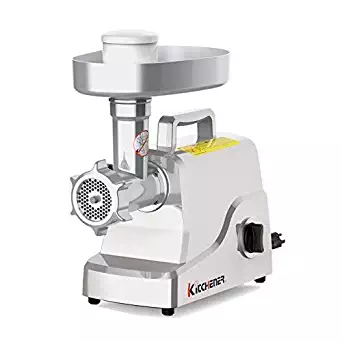 Kitchener Heavy Duty Electric Meat Grinder 2/3 HP (500W), 3-speed with Stainless Steel Cutting Blade, 2 Stainless Steel Grinding Plates and Stainless Steel Stuffing Plate