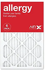 AIRx Filters Allergy 16x25x1 Air Filter MERV 11 AC Furnace Pleated Air Filter Replacement Box of 6, Made in the USA