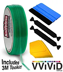 VViViD Knifeless Vinyl Wrap Cutting Tape Finishing Line 50M Plus 3M Toolkit (Blue Squeegee, Yellow Squeegee 2xBlack Felts)