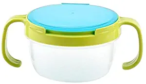Kangkang@ Children Babies Kids 360 Rotate Spill-proof Snack Catchers Bowl Dishes Baby Snack Feeding Container Holder with Two Handle (Green)