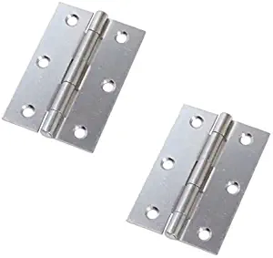 Merriway BH03801 63mm (2.1/2 inch) Bright Zinc Plated Narrow Utility Pack of 2 Steel Butt Hinge
