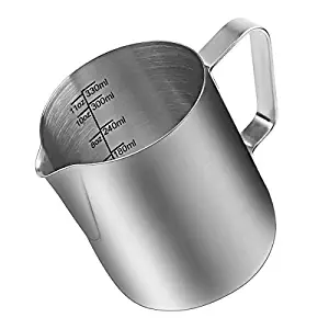 ENLOY Milk Frothing Pitcher, Stainless Steel Creamer Frothing Pitcher, Perfect for Espresso Machines, Milk Frothers, Latte Art 12 oz (350 ml)