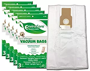 EnviroCare Replacement Anti-Allergen Vacuum Bags for Kenmore 50688 and 50690 Type U, L, and O, Panasonic Type U-2, U-10 Uprights 15 Pack