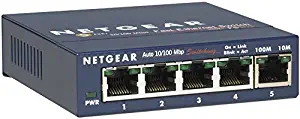 NETGEAR 5-Port Fast Ethernet 10/100 Unmanaged Switch (FS105NA) - Desktop, and ProSAFE Limited Lifetime Protection,Blue