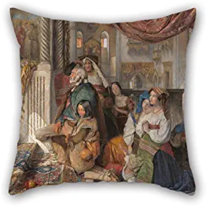 MaSoyy Oil Painting John Frederick Lewis - Roman Pilgrims Throw Pillow Covers 20 X 20 Inches / 50 By 50 Cm Best Choice For Bedding Adults Lounge Office Dinning Room Her With Twice Sides