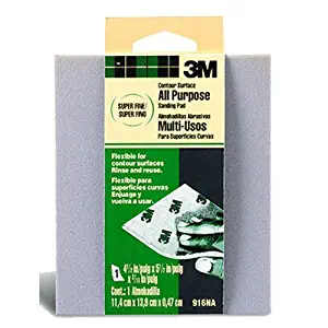 3M Contour Surface Sanding Sponge, Super Fine, 4.5-Inch by 5.5-Inch by 0.2-Inch