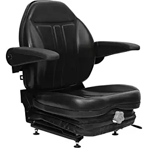 Highback Suspension Seat with Foldup Armrests - Black, Model# 36O0OBK02UN