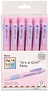 Darice Piece Its a Girl Pen with Three Sayings, Pink (24 Pack)