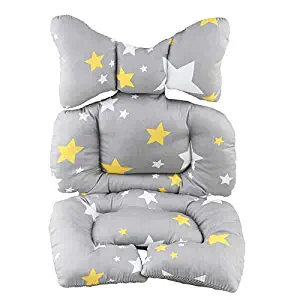 Infant Car Seat Insert, Lamavido Travel Pillow Cotton Baby Stroller Liner Head and Body Support Pillow, Infant Seat Pad Carseat Neck Support Cushion for Toddler (Star)