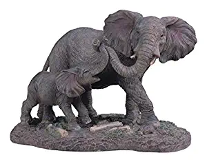 StealStreet SS-G-54137 Gray Elephants Mother & Child Playing with Trunks Figurine, 6.5"