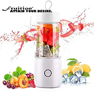 Fruition's Cordless Powerful Personal Portable Blender Mixer mini masticating Juicer Puree Purée Smoothie baby food Maker grinder processor chopper w/ Sharp Blade Strong Motor USB Rechargeable (FDA BPA FREE)