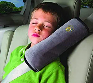 HONG Car Seat Belt Shoulder Cover Baby Infant Child Shoulder Pillow Car Plush Pillow Cartoon Shoulder Strap (Gray)