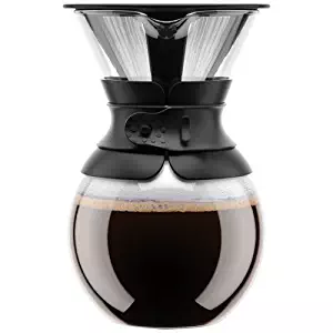 Bodum Pour Over Coffee Maker with Permanent Filter, 1 Liter, 34 Ounce, Black Band (Certified Refurbished)