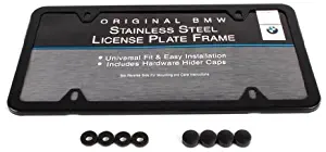 BMW License Plate Frame Stainless Steel BLACK SLIMLINE