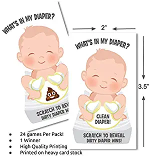 What's In My Diaper Baby Shower Scratch Off Game | 24 Cards - 1 Winner | Baby Shower Games | Baby Shower Prizes | Door Prizes | Baby Shower Decorations Neutral | Diaper Party | Dirty Diaper Game