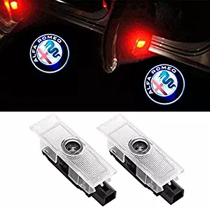 Car LED LOGO Door Lights Projector Ghost Lights puddle Welcome Emblem Lamp Lighting For Alfa Romeo Compatible Stelvio (2017-2018); Giulia (2017-2018) Car Accessories