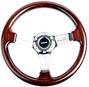 NRG Steering Wheel Classic Wood Grain with Chrome Spokes 330mm - Part # ST-015-1CH