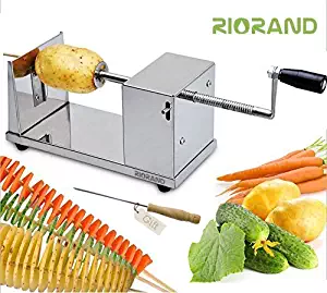 RioRand Manual Stainless Steel Twisted Potato Slicer Spiral Vegetable Cutter French Fry