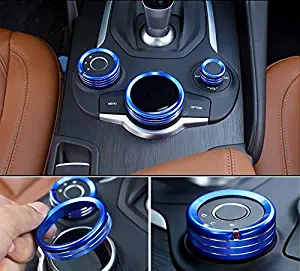 Yuwaton Fit for Alfa Romeo Giulia Stelvio Interior Accessories Car Interior Trim Multimedia Knob Cover (Blue)