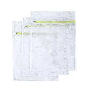 Laundry Bags, SASUM 3 Pack (3 Large) Mesh Thick Polyester Wash Bags Premium Durable White for Jeans, Lingerie,Socks, Bra,Sweaters, Coats in Washing Machine and Drier