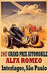 1947 GRAND PRIX AUTOMOBILE ALFA ROMEO INTERLAGOS SAO PAULO CAR TRACK RACE AIRPLANE 12" X 16" IMAGE SIZE VINTAGE POSTER REPRO MATTE PAPER WE HAVE OTHER SIZES