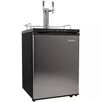 EdgeStar Full Size Dual Tap Kegerator with Digital Display - Black and Stainless Steel
