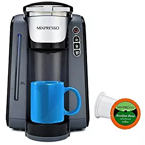 Mixpresso - Single Serve K-Cup Coffee Maker | Coffee Machine Compatible With 1.0 & 2.0 K-Cup Pods | Removable 45oz Water Tank | Quick Brewing with Auto Shut-Off | One Touch Function | In GREY & WHITE