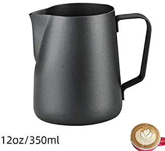 Chef Prosentials Espresso Coffee Milk Cup Black Frosted Milk Frothing Pitcher coffee foaming steaming cup 12 oz/350 ml Latte Art Teflon Coating