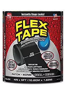 Flex Tape Rubberized Waterproof Tape, 4" x 5', Black