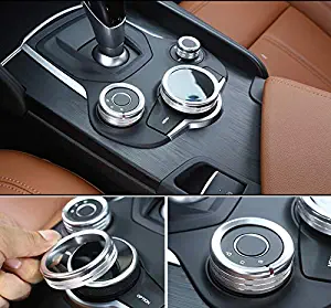 Yuwaton Fit for Alfa Romeo Giulia Stelvio Interior Accessories Car Interior Trim Multimedia Knob Cover (Silver)