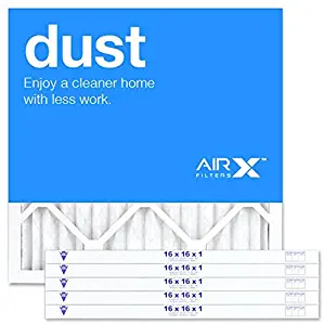 AIRx DUST 16x16x1 MERV 8 Pleated Air Filter - Made in the USA - Box of 6