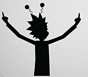 Leo70 - (2 Pack) Rick and Morty Middle Finger Black Decal Sticker for Cars/Laptops/Windows | 3.5 inch