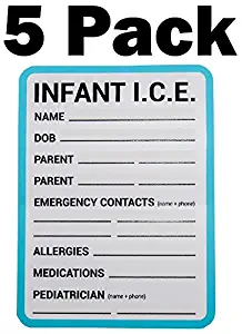 BlueApe INFANT I.C.E. (In Case of Emergency) Car Seat Sticker Safety Information (5 Pack)