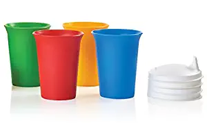 Tupperware Bell Tumblers with Domed Sipper Seals in Green, Red, Blue, and Yellow
