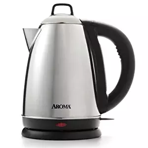 Aroma Housewares Hot H20 X-Press 1.5Liter (6-Cup) Cordless Electric Water Kettle, Stainless Steel