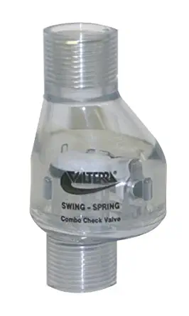 Valterra 200-C05F PVC Swing/Spring Combination Check Valve, Clear, 1/2" FPT