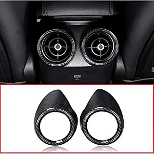 YUECHI Carbon Fiber Style ABS Plastic for Alfa Romeo Giulia 2017-2018 Car Rear Row Air Conditioning Vent Cover Frame Trim Accessories