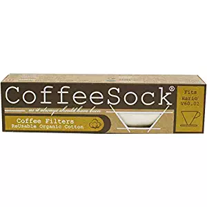 CoffeeSock Reusable Filters Made To Fit Hario v60-02 Style - GOTS Certified Organic Cotton Reusable Coffee Filters,Natural (V60-02)