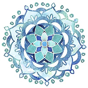 Glass Door & Window Repositionable Sticker Decal. 2 per Package - Alert Birds, Dogs, Kids, Customers and Guests. Warn, Protect, Safety, Removable, Self Adhesive, Bird Alert. (Blue Mandala)