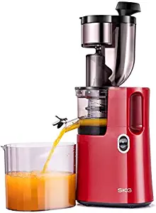SKG Q8 Wide Chute Vertical Masticating Juicer 45 RPM BPA Free Anti-oxidation Easy to Clean - Red