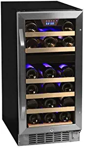 EdgeStar 26 Bottle Dual Zone Stainless Steel Built-In Wine Cooler - Black/Stainless Steel