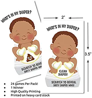 Whats In My Diaper Baby Shower Scratch Off Game | African American | 24 Cards - 1 Winner | Baby Shower Games | Baby Shower Prizes | Door Prizes | Diaper Party | Dirty Diaper Game